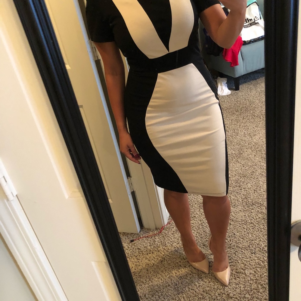 Homeyee dress, black and nude color